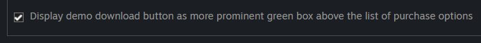 Checkbox: display demo download button as more prominent green box above the list of purchase options